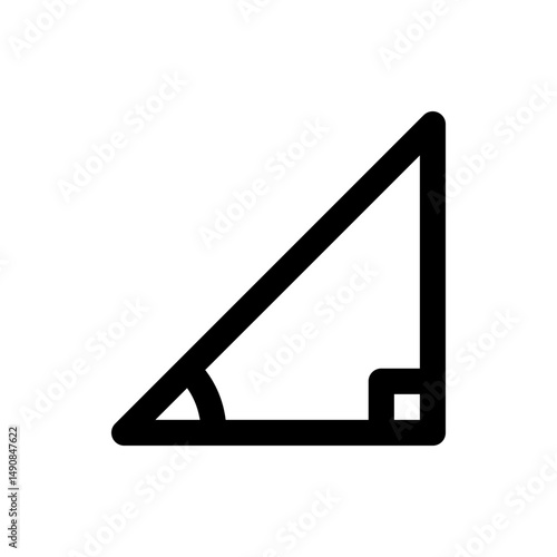 Illustration of a right triangle with a marked angle and bold black outlines on a white background plane