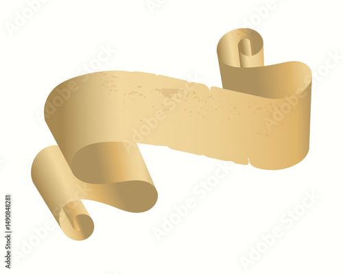 Parchment paper, scroll papyrus, empty frame, blank in cartoon style