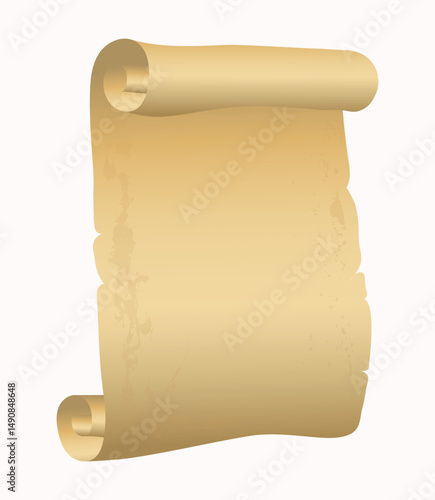 Parchment paper, scroll papyrus, empty frame, blank in cartoon style