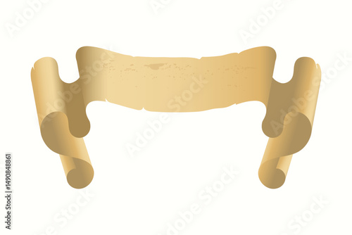 Parchment paper, scroll papyrus, empty frame, blank in cartoon style