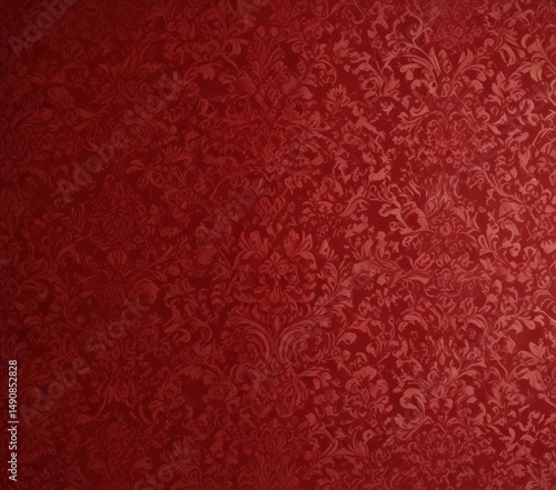 Intricate red damask wallpaper, opulent design , royal, pattern