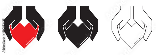 Heart in hand icon, Charity icon. Hand holding heart, love, compassion, giving, support, care, help, charity, kindness, altruism. eps 10