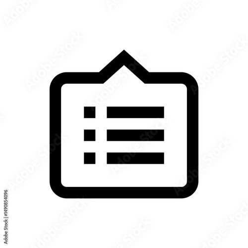 Black and white icon of a checklist with three horizontal lines and three squares on a white background