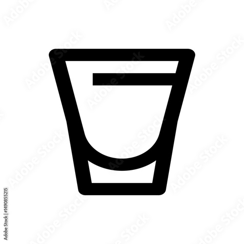 Illustration of a simple black outline of a shot glass with a horizontal line inside the glass design