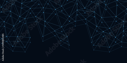 Low poly blue background with connecting dots and lines. connecting technology modern triangle net, glowing stars. Internet connection network high digital technology. Genetic and science research.