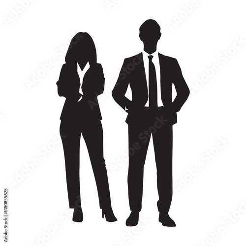 business professionals silhouette, man and woman standing, corporate attire, formal wear, office executive pose
Keywords: business, professionals, silhouette, man, woman, standing, corporate, attire, 