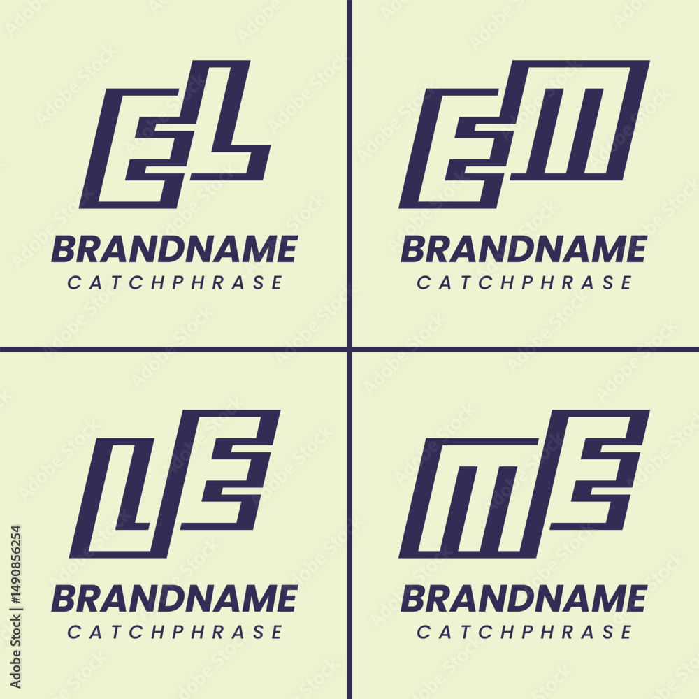 Obraz premium Letters EL LE EM ME Monogram Logo Set, suitable for any business