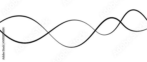 Abstract design featuring thin, elegant wave black lines flowing gracefully across a clean white background. The lines should appear delicate and dynamic, with smooth curves and varying opacity.