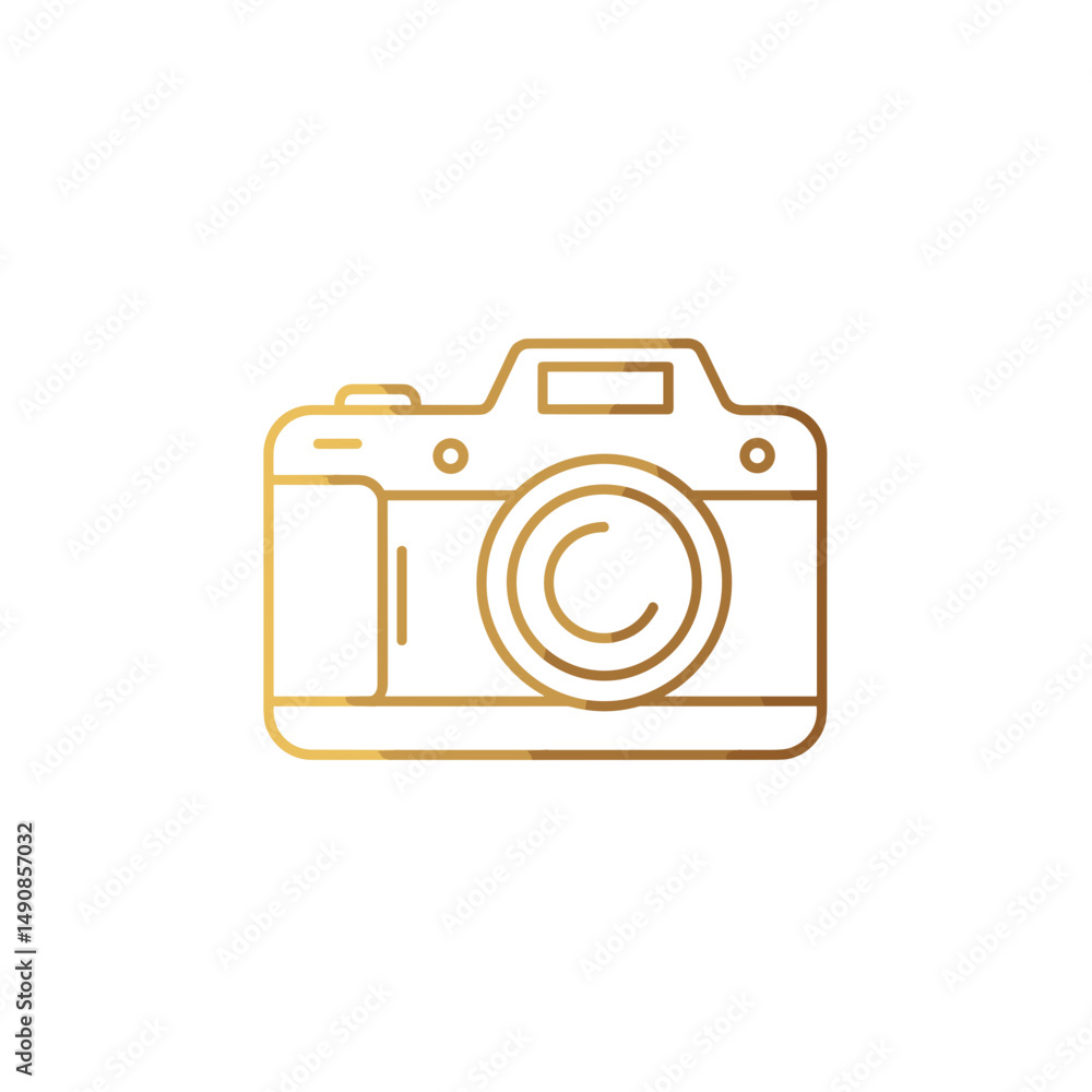 Camera icon in minimalist gold design Camera icon in minimalist gold design