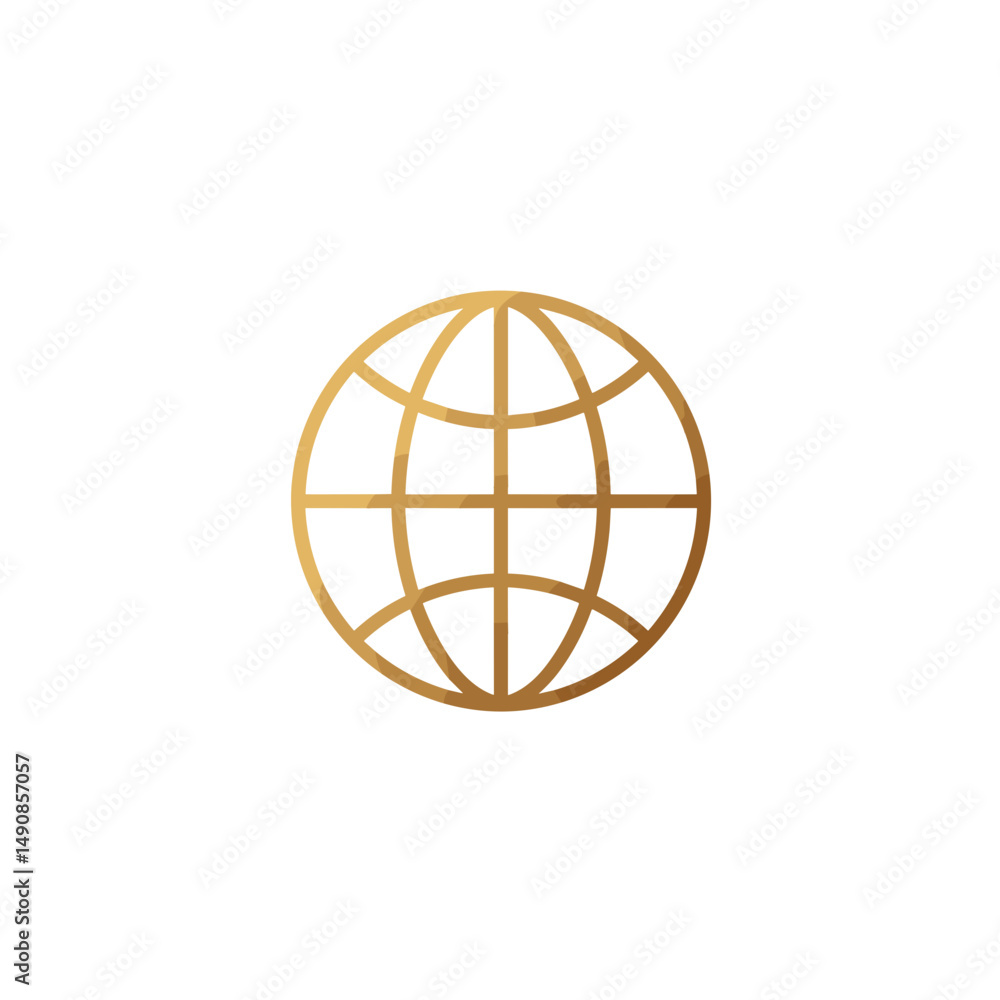 Golden globe icon on white background Golden globe icon on white background
