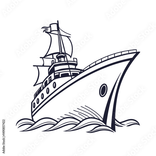 Ship vector art illustration. Ships, boats, cargo, logistics, transportation and shipping icons.  Ship silhouettes vector art illustration. ship logo icon vector.
