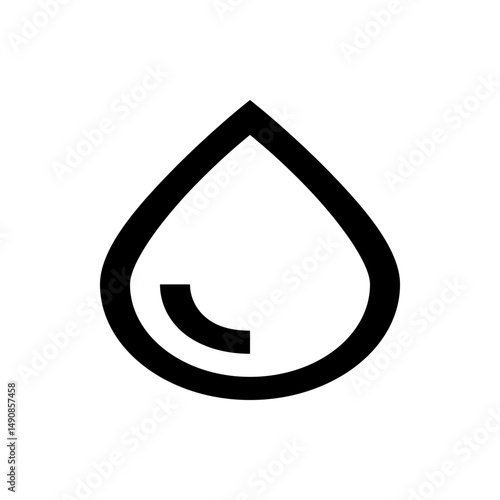 Illustration of a stylized water droplet with a curved line inside representing a reflection or bubble effect