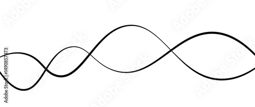Abstract design featuring thin, elegant wave black lines flowing gracefully across a clean white background. The lines should appear delicate and dynamic, with smooth curves and varying opacity.