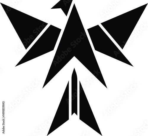 Rising Phoenix: A striking, minimalist black and white illustration of a phoenix rising, symbolizing rebirth, resilience, and transformation.