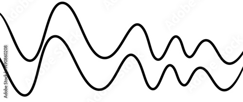 Abstract design featuring thin, elegant wave black lines flowing gracefully across a clean white background. The lines should appear delicate and dynamic, with smooth curves and varying opacity.