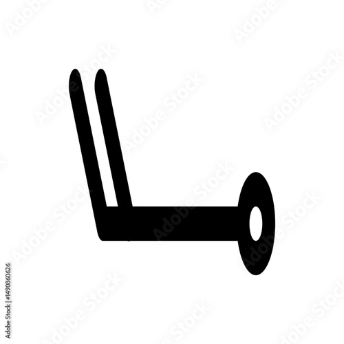 Illustration of a weather symbol indicating moderate wind with two barbs and a filled circle present