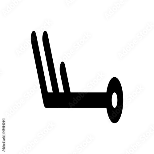 Black wind barb symbol indicating moderate wind speed with knots and a circular end point design element