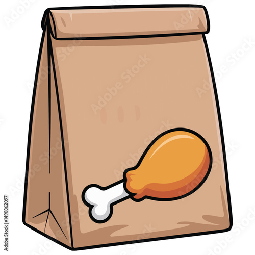 Fried chicken takeout isolated vector illustration