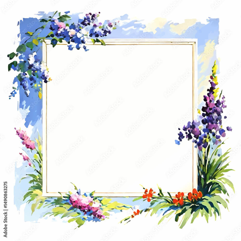 summer meadows flower frame pattern with white area for insertion summer meadows flower frame pattern with white area for insertion