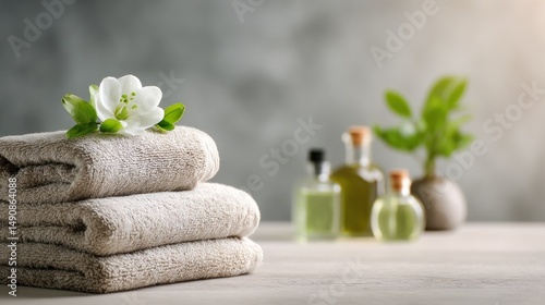 Soft towels, spa ambiance, natural textures