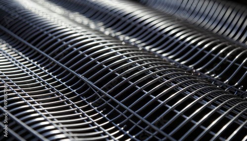 Wallpaper Mural Detailed close-up of a textured metallic grid pattern showcasing intricate lines and shadows with a transparent backdrop Torontodigital.ca