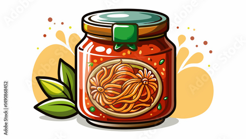 Jar of spaghetti sauce isolated on white background. Very beautiful