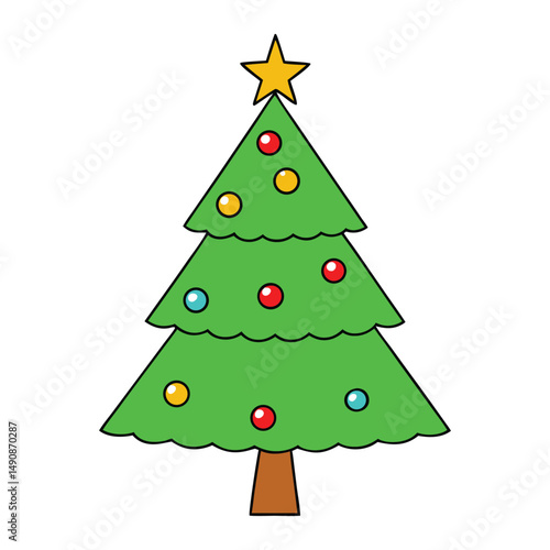 Wallpaper Mural A hand-drawn Christmas tree decorated with ornaments, garlands, and a shining star on top, capturing festive holiday cheer in a charming and artistic style.
 Torontodigital.ca