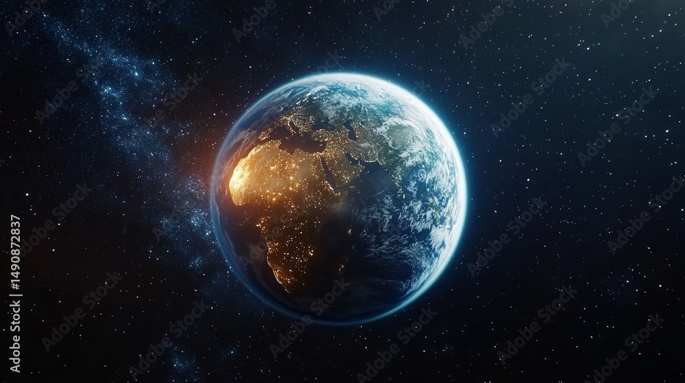 Obraz premium 3D Render of Space Debris Around Planet Earth 8K Realistic 