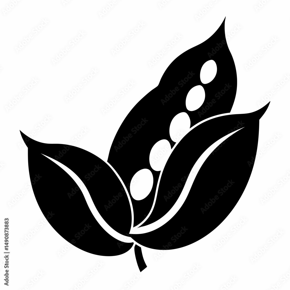 Fototapeta premium Black-Eyed Pea Silhouette icon on white background