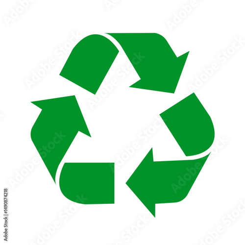 Green recycle icon, recycling sign, three circular arrows – vector