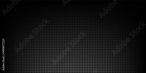 Black metal texture steel background. Perforated sheet metal.