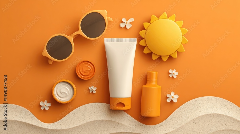 Fototapeta premium minimalistic illustration promoting uv safety awareness month
