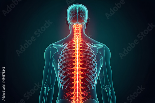 Back pain spine injury medical illustration for health and wellness concept
