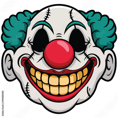 Zombie clown face isolated vector illustration