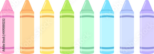 Cute cartoon pastel color crayons set. Vector clipart illustration.