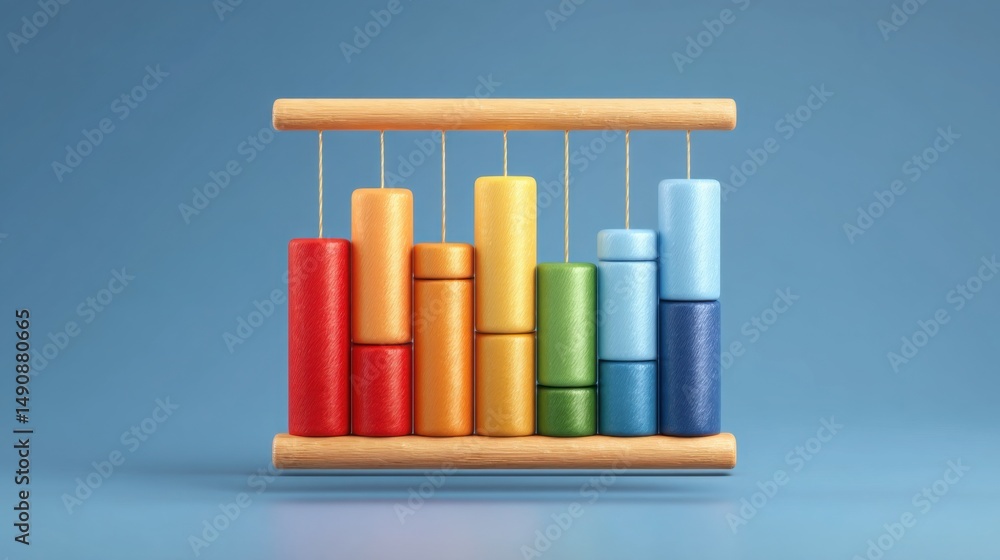 Colorful wooden block surrounded by a row of vibrant blocks demonstrating creative play and educational potential Colorful wooden block surrounded by a row of vibrant blocks demonstrating creative play and educational potential