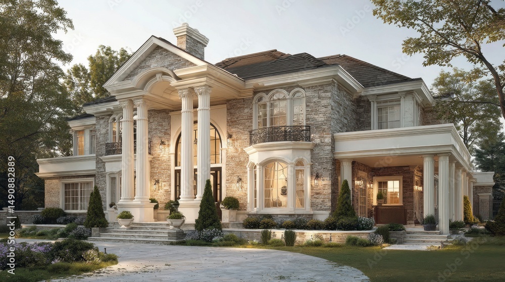 Fototapeta premium Large traditional style home exterior