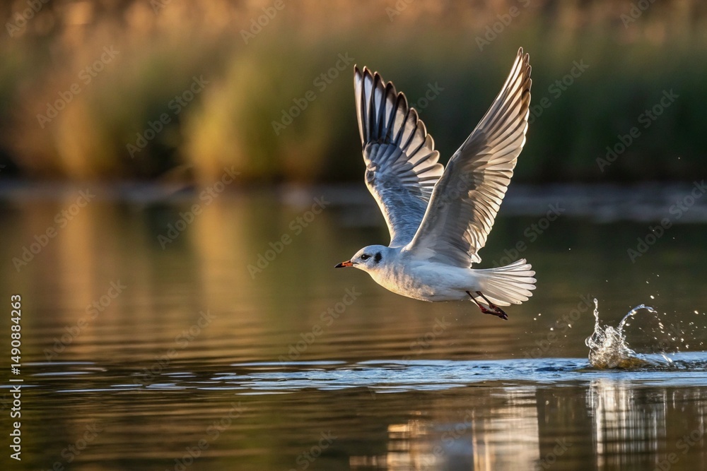 A bird fly up water A bird fly up water