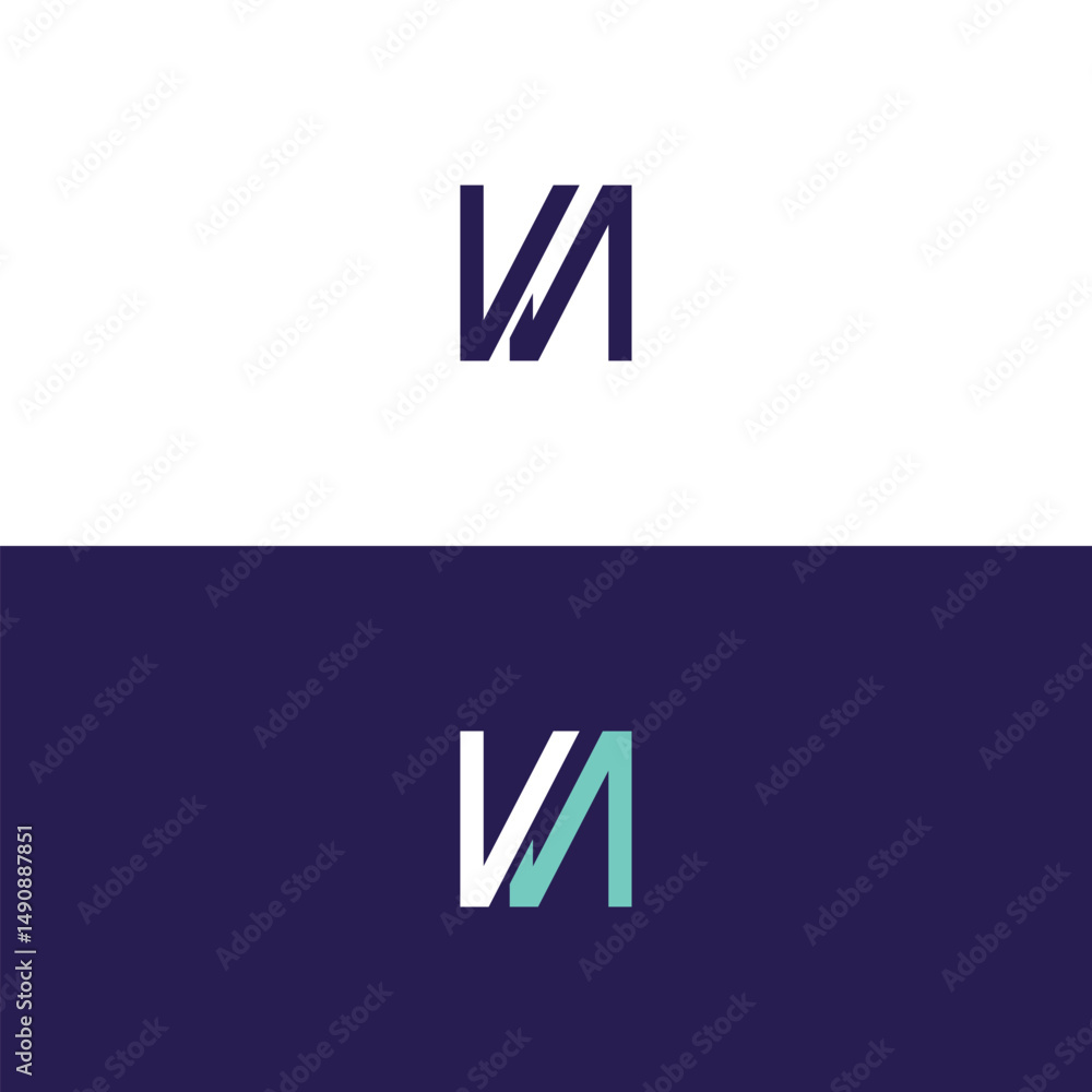 Fototapeta premium Letter Nu or Un stylish unique new monogram logo