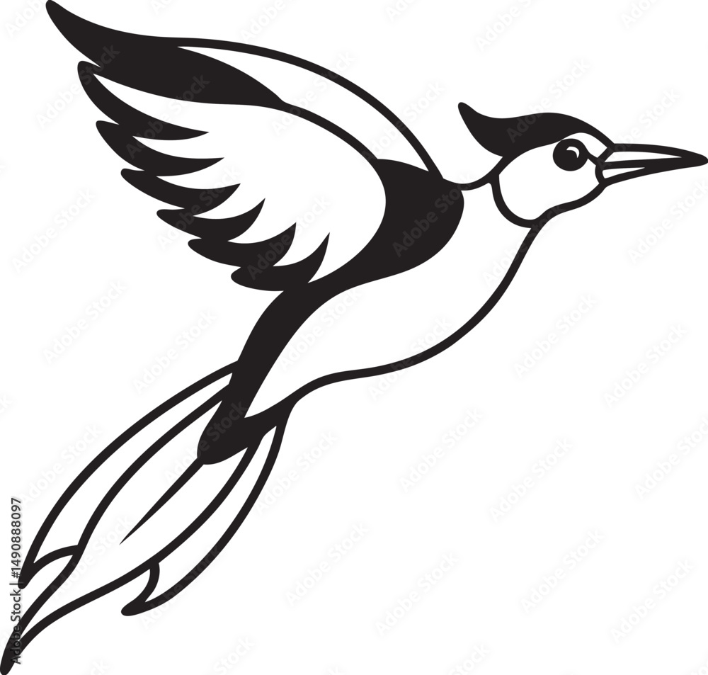 Obraz premium a flying woodpecker on white background