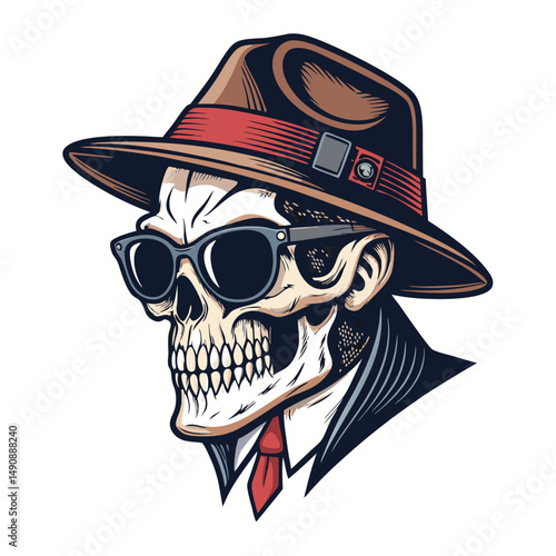 Adobe Illustrator Artwork gangster skull head Vector.
