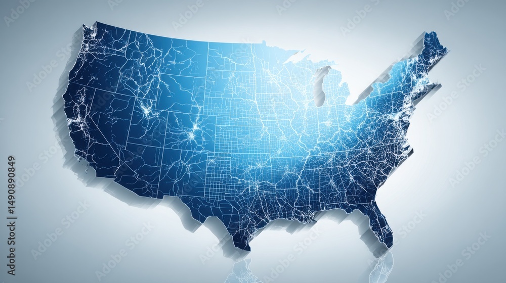 Obraz premium Simplistic representation of the united states showcasing the basic outline and features of the nation's geography