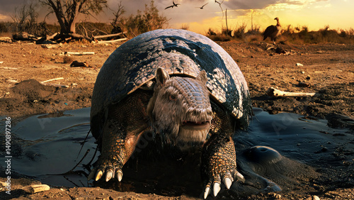 Glyptodon Stuck in a Tar Pit