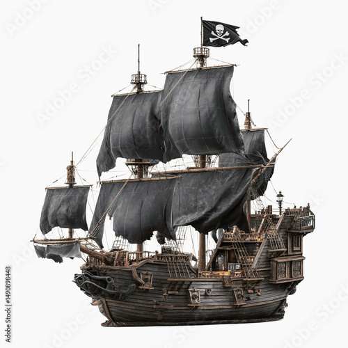 The Black Pearl A 3D Render of a Pirate Galleon