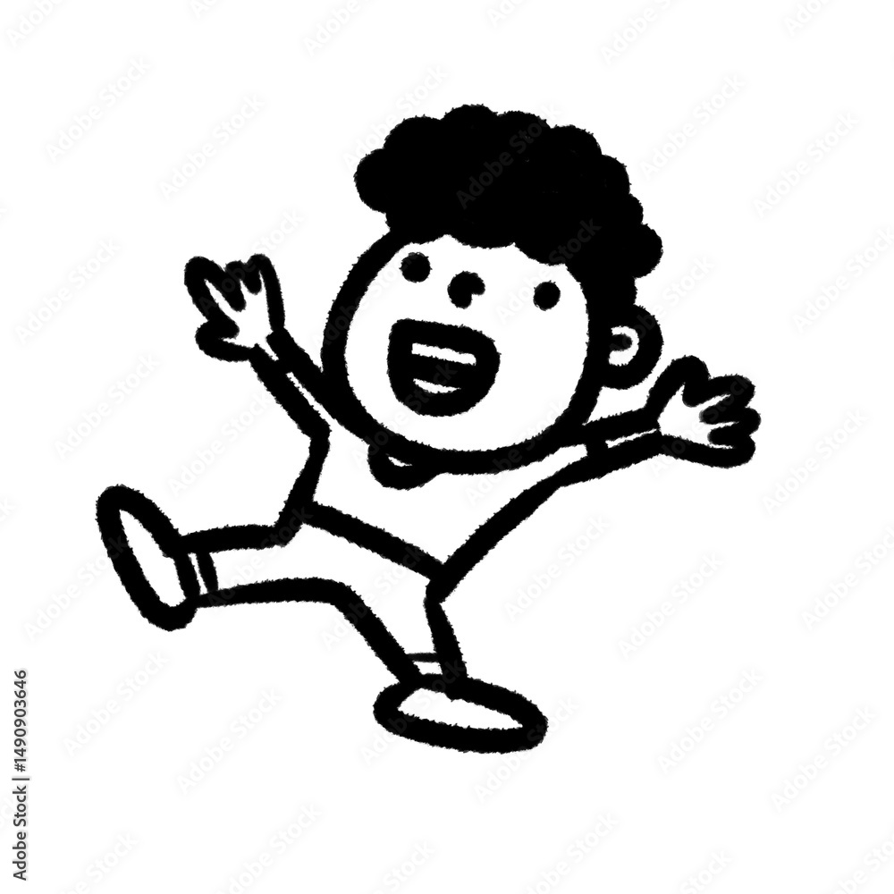 Fototapeta premium happy kid png cute cartoon handwrite design kid and art doodle retro design pen outline element