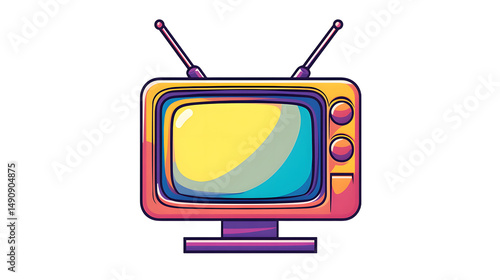Colorful Retro Television Set with Antennas Illustrating Modern Nostalgia in Pop Culture