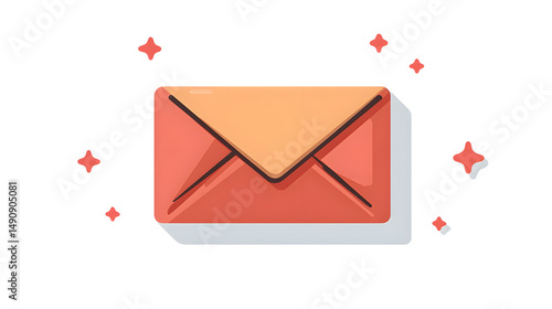 Colorful Envelope Icon Illustrating Concept of Digital Communication and Messages in Modern Technology