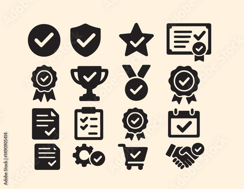 Modern Silhouette Checkmark Icons Success, Approval, & Quality Vector Graphics