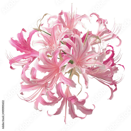 Cluster of Delicate Pink Spider Lilies