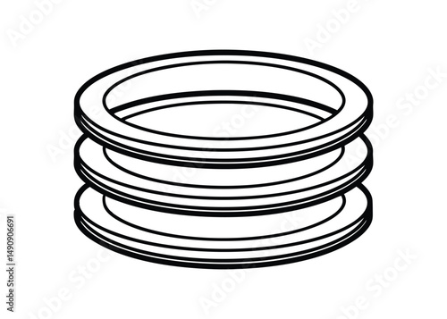 Silhouette of stackable rings isolated on a white background